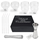 Cocktail Gift Sets with Cocktail Glasses Glass Straws Cocktail Picks Muddler Measuring Cup – Food Grade Stainless Steel and Glass – Ideal for Home Bar Cocktail Lovers