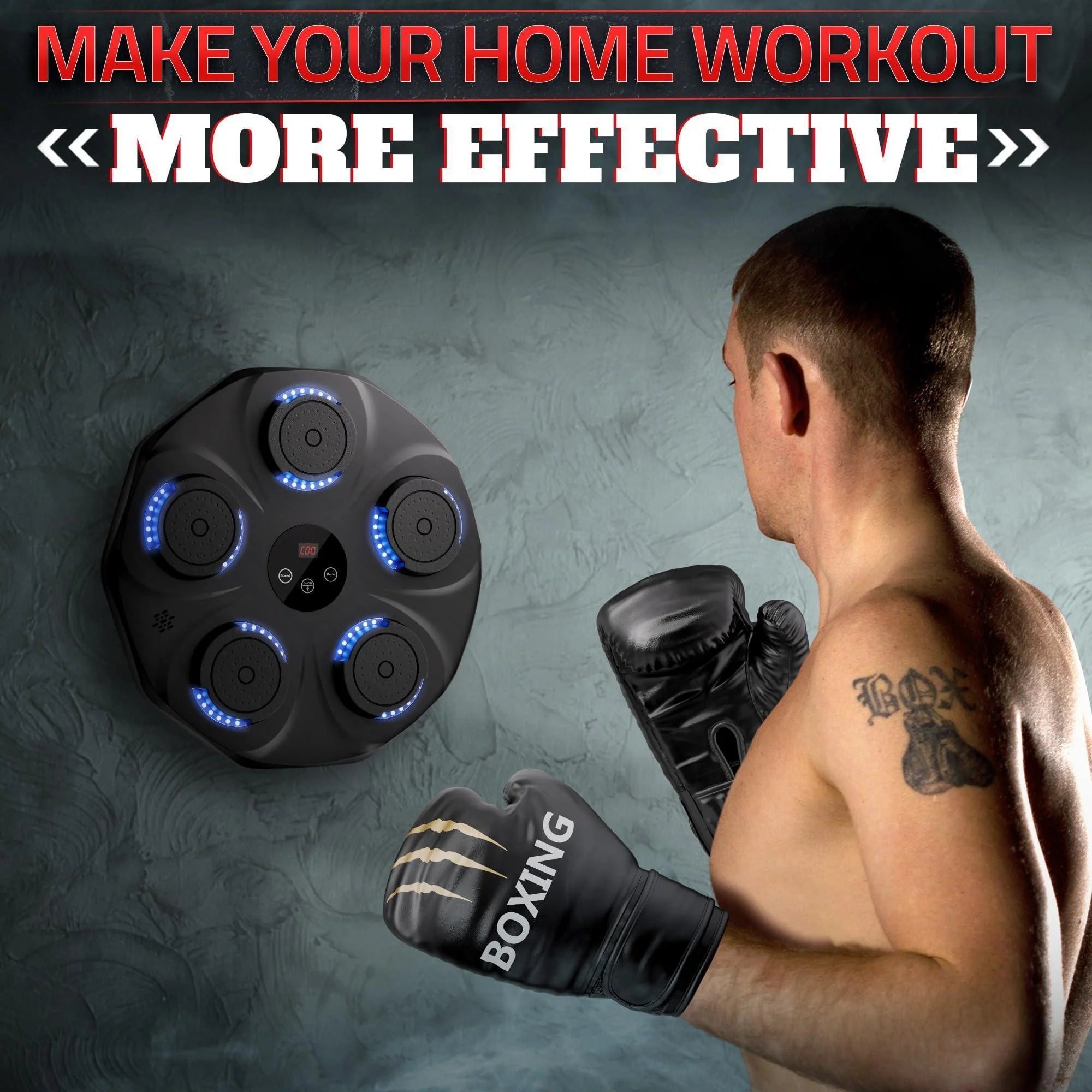 Music Boxing Machine for Adults Durable Wall Mounted Bluetooth Music Punching Machine with 9 Modes Shock Absorbing Pads LED Screen &amp; Included Gloves Boxing Equipment for Training at Home