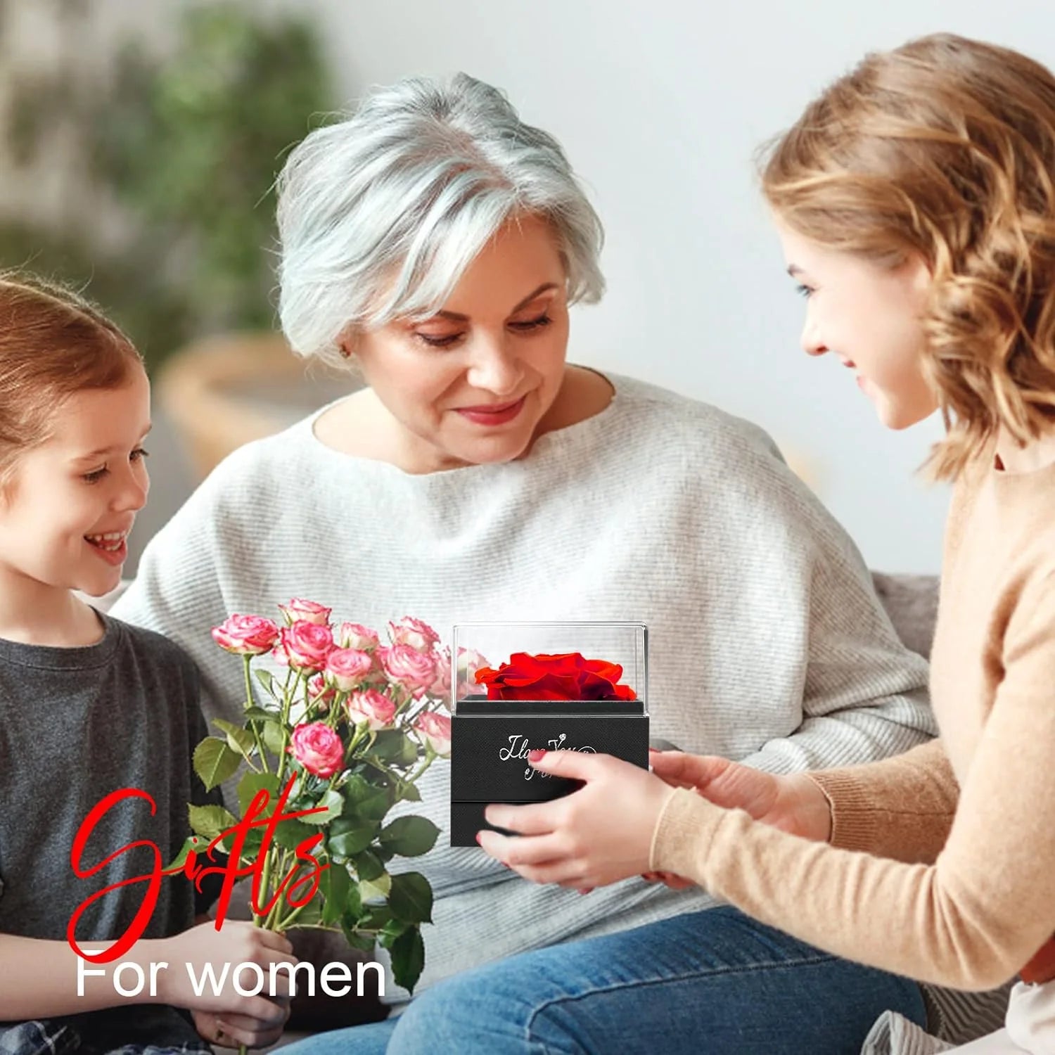 Love Preserved Real Rose with I Love You Necklace