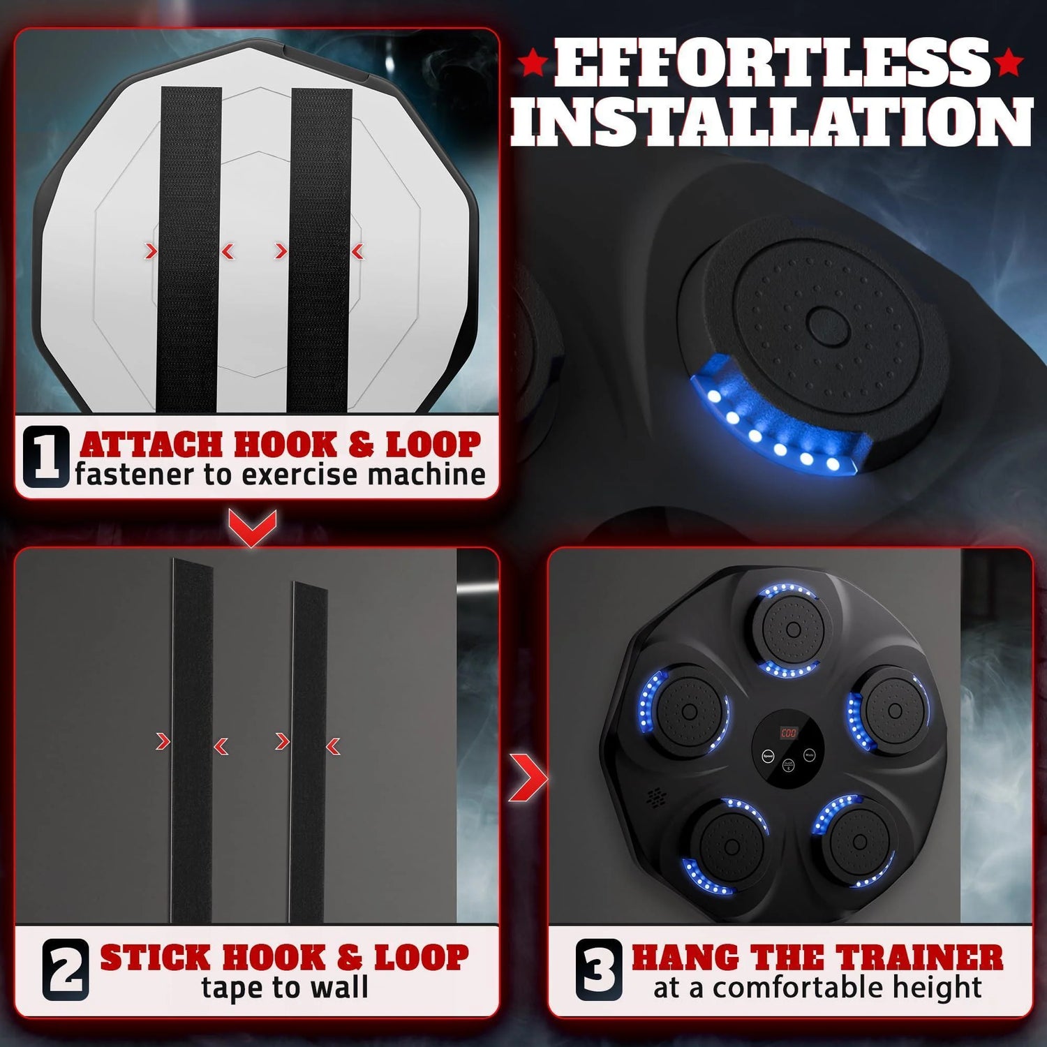 Music Boxing Machine for Adults Durable Wall Mounted Bluetooth Music Punching Machine with 9 Modes Shock Absorbing Pads LED Screen &amp; Included Gloves Boxing Equipment for Training at Home