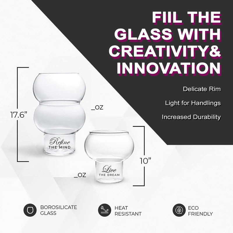 Cocktail Gift Sets with Cocktail Glasses Glass Straws Cocktail Picks Muddler Measuring Cup – Food Grade Stainless Steel and Glass – Ideal for Home Bar Cocktail Lovers