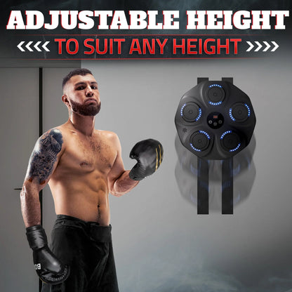Music Boxing Machine for Adults Durable Wall Mounted Bluetooth Music Punching Machine with 9 Modes Shock Absorbing Pads LED Screen &amp; Included Gloves Boxing Equipment for Training at Home